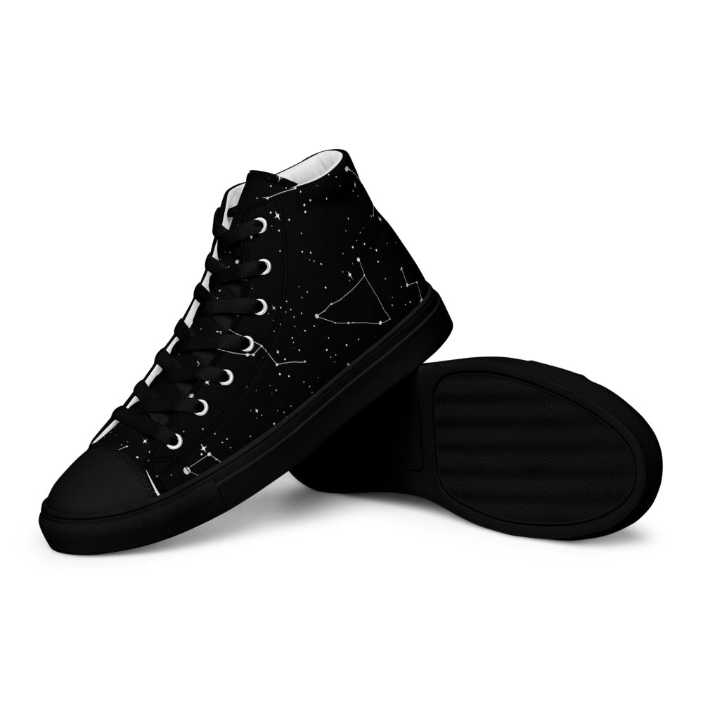 Constellation Women’s High Top Shoes - Cosmic Vegan Sneakers - Comfortable Goth Trainers - Witchy Astrology Fashion