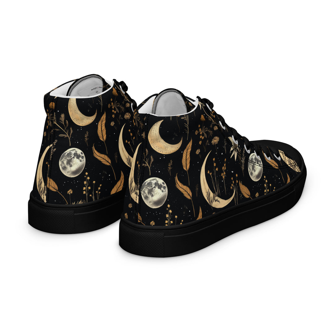 Moonlit Botanica Women’s High Top Shoes - Botanical Vegan Sneakers - Comfortable Goth Trainers - Witchy Grunge Alt Fashion Leisurewear