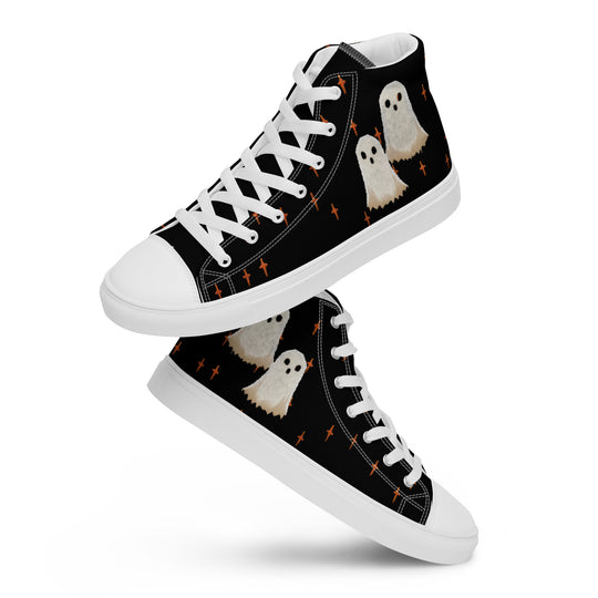 Boo Women’s High Top Shoes - Cute Ghost Vegan Sneakers - Comfortable Goth Trainers - Witchy Grunge Accessories