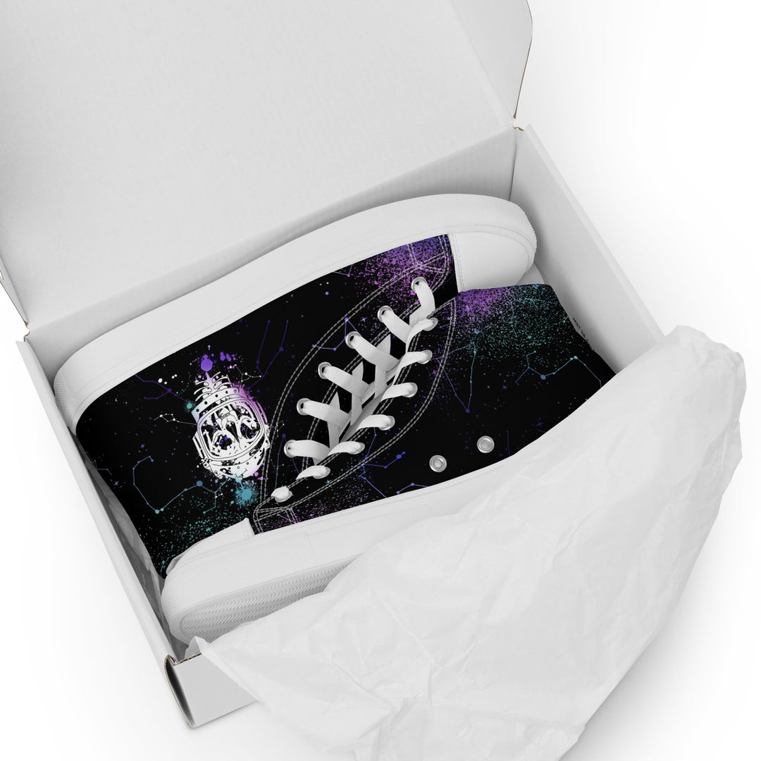 Cat-Astro-Phe Women’s High Top Shoes - Constellation Vegan Sneakers - Comfortable Goth Trainers - Witchy Grunge Fashion