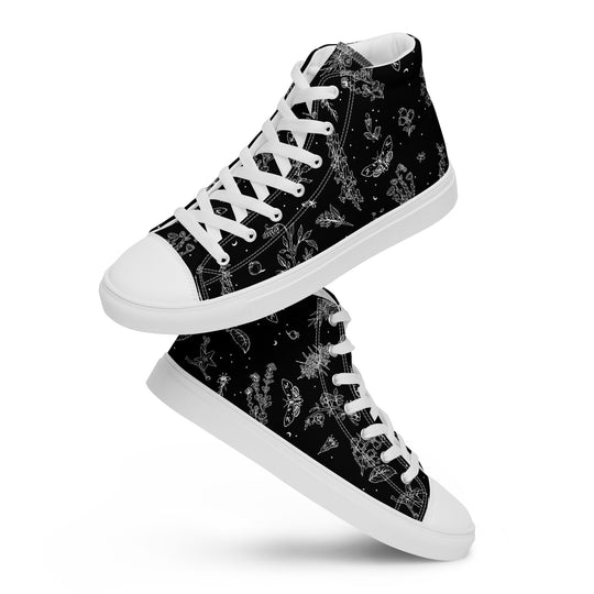 Nightshade Women’s High Top Shoes - Botanical Vegan Sneakers - Comfortable Goth Trainers - Witchy Grunge Dark Academia