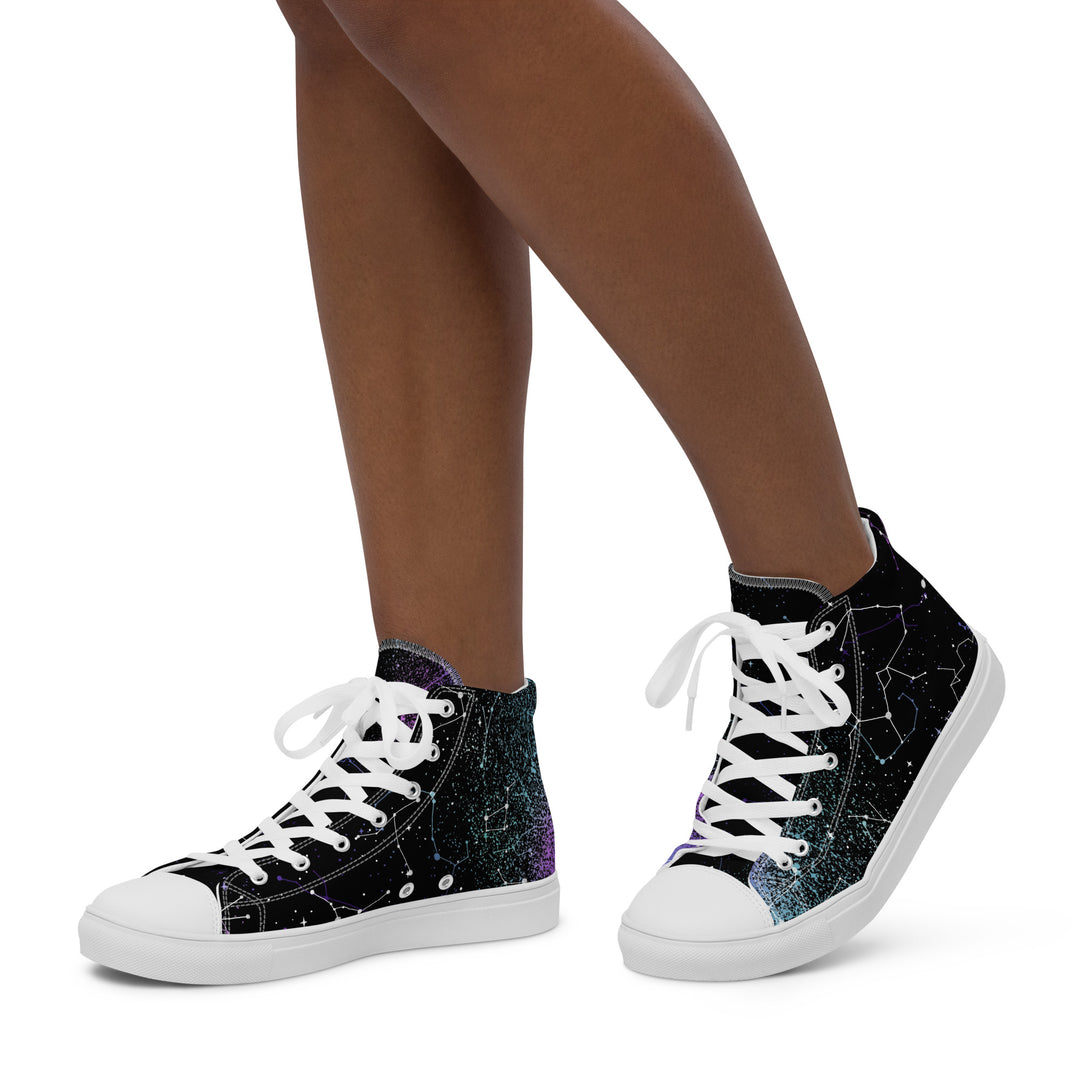 Aurora Women’s High Top Shoes - Cosmic Vegan Sneakers - Comfortable Goth Trainers - Witchy Astrology Fashion