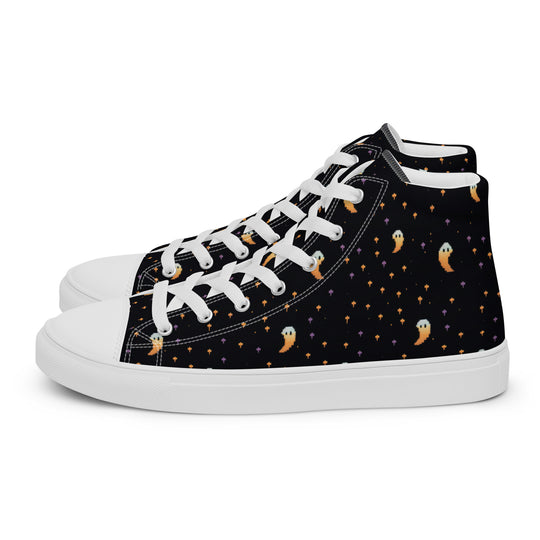 Spooky Soirée Women’s High Top Shoes - Cute Ghost Vegan Sneakers - Comfortable Goth Trainers - Witchy Grunge Fashion