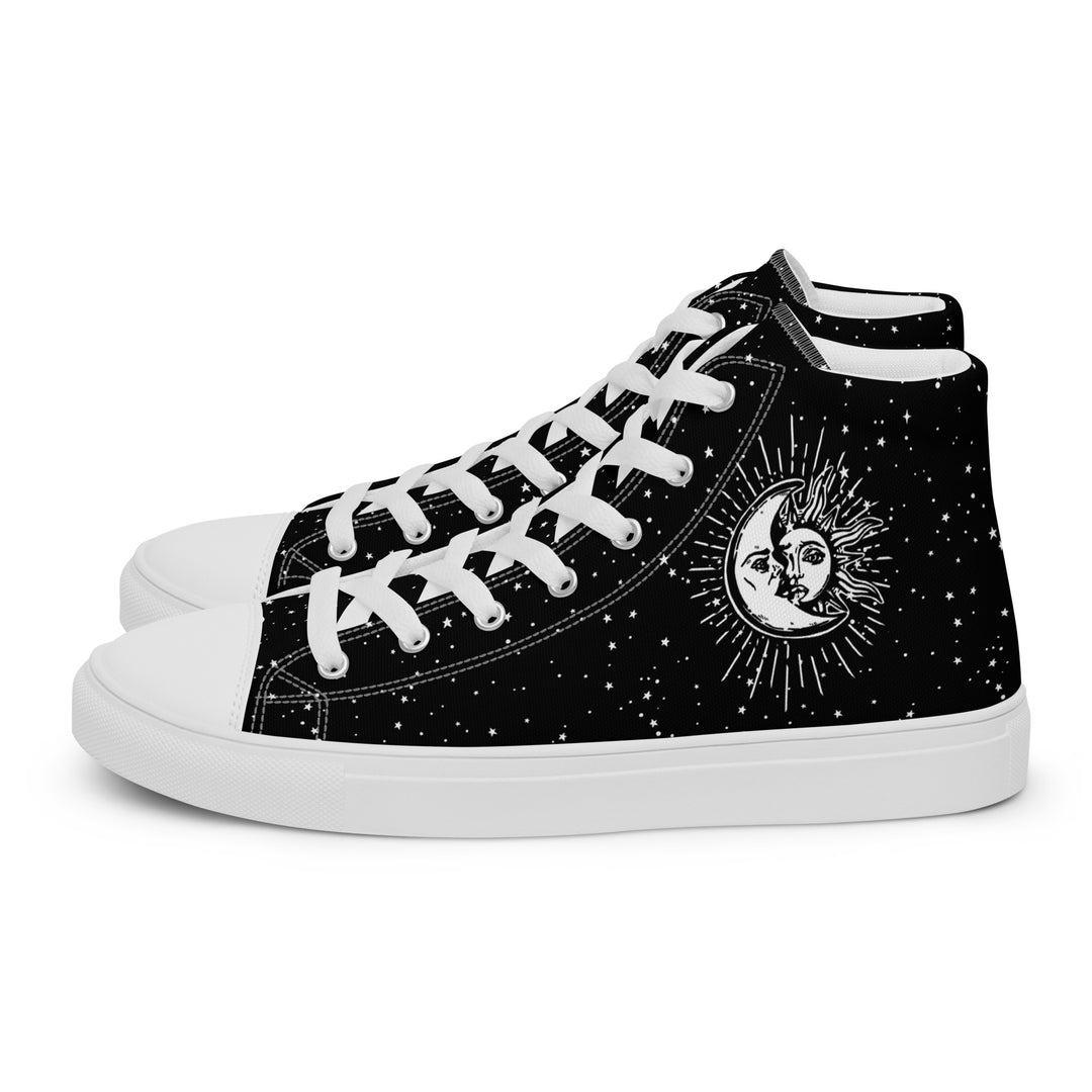 Astral Women’s High Top Shoes - Moon & Stars Vegan Sneakers - Comfortable Goth Trainers - Witchy Astrology Fashion