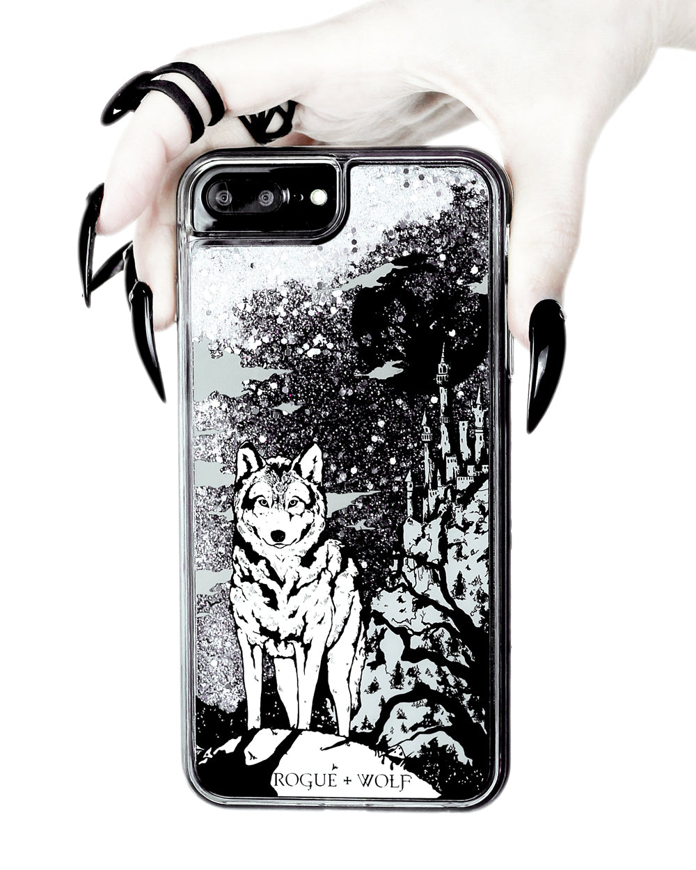 Castle Whitewolf  - Shock Resistant Phone Case - Silver Glitter