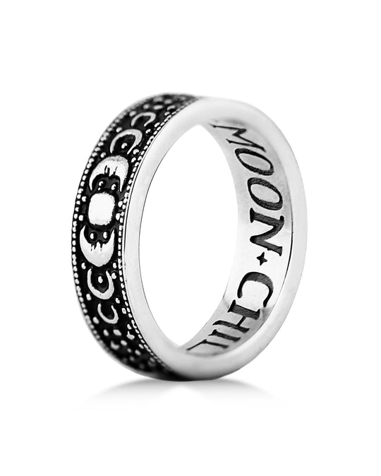 Moon Child Ring in Blackened Steel