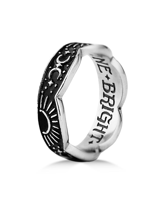 Moonrise Ring in Blackened Steel