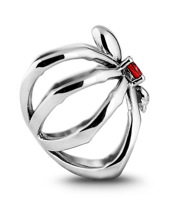 Spiderhug Ring in Mirror Steel