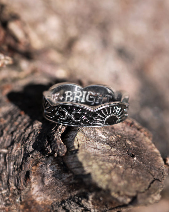 Moonrise Ring in Blackened Steel