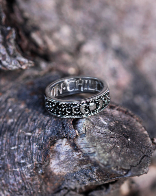 Moon Child Ring in Blackened Steel