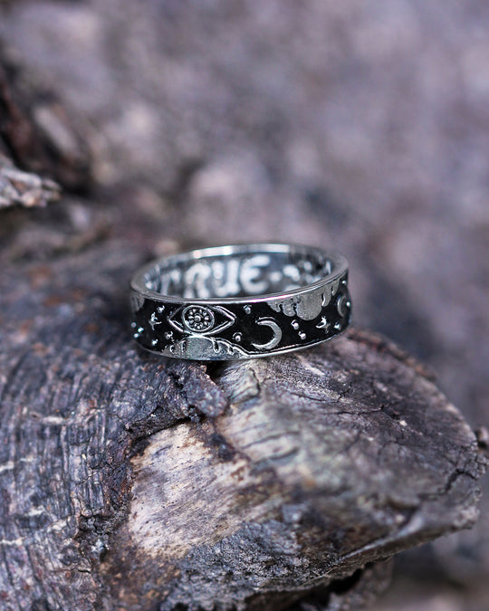 Third Eye Ring in Blackened Steel