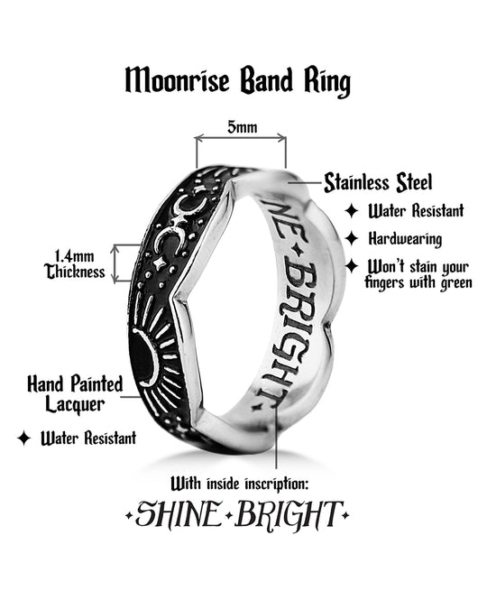 Moonrise Ring in Blackened Steel