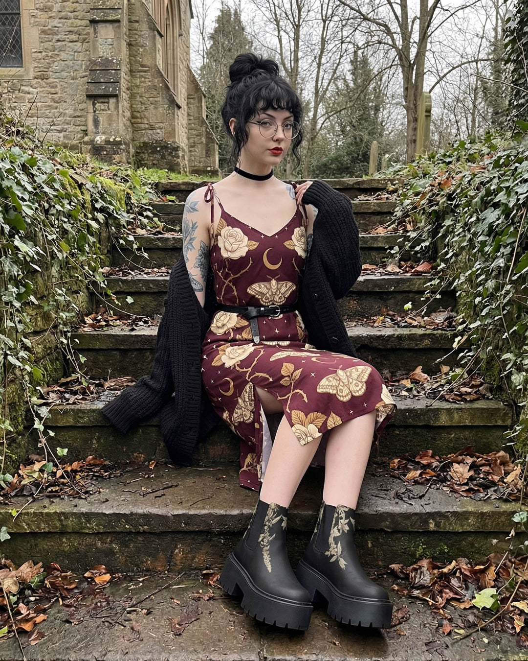 Rose Moth Slip Dress