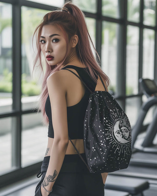 Astral Drawstring Bag  - Vegan Backpack Bag for Travel, Yoga, Goth Accessories, Gym Essentials - Unisex Activewear