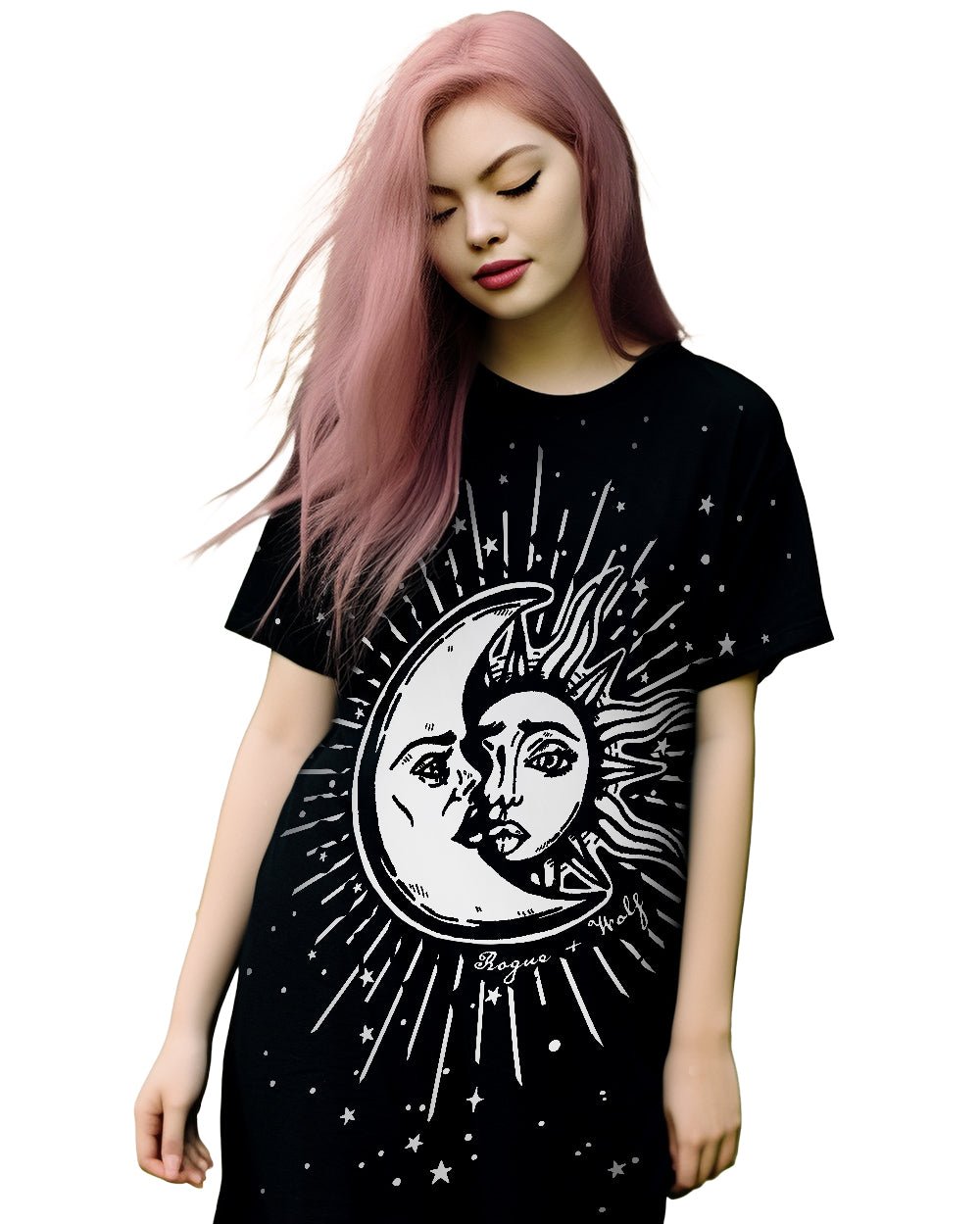Astral Tee Dress - Vegan Gothic Clothing - Alternative Occult Ethical Fashion - On Demand Eco-friendly Sustainable Product