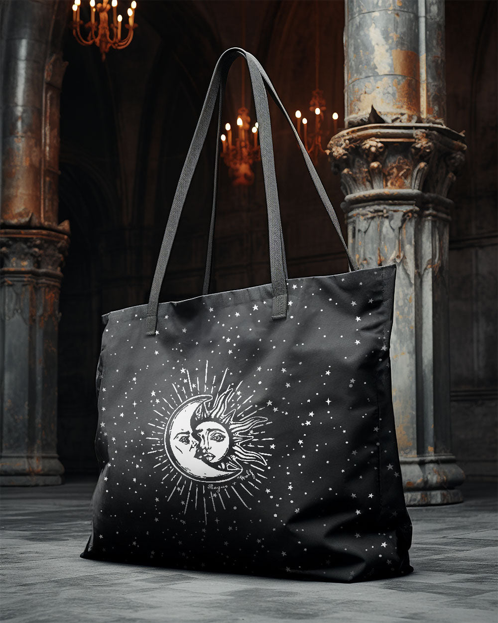 Astral Tote Bag - Large Foldable Bag for Work Gym Travel Shopping & Grocery Goth Accessories Dark Academia