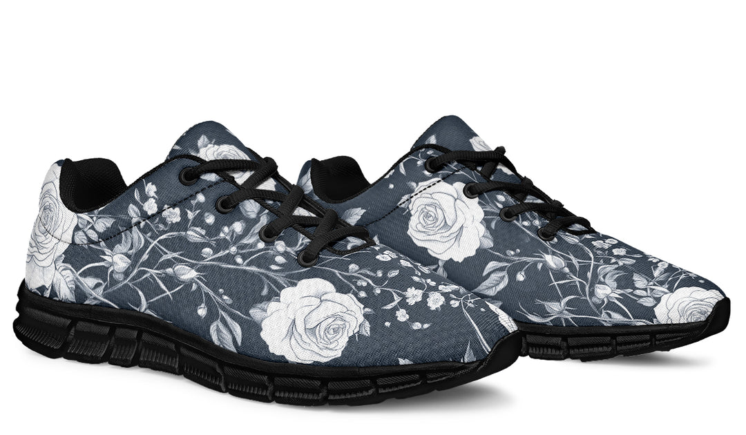 Grey Rose Romance Athletic Sneakers - Light Breathable and Comfortable Sports Shoes with Anti-Slip Soles