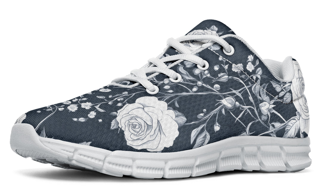 Grey Rose Romance Athletic Sneakers - Light Breathable and Comfortable Sports Shoes with Anti-Slip Soles