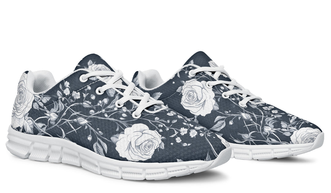 Grey Rose Romance Athletic Sneakers - Light Breathable and Comfortable Sports Shoes with Anti-Slip Soles