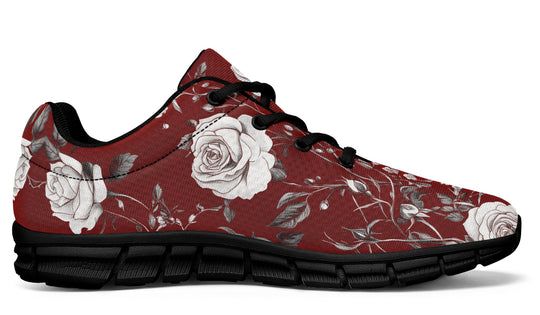 Red Rose Romance Athletic Sneakers - Light Breathable and Comfortable Sports Shoes with Anti-Slip Soles