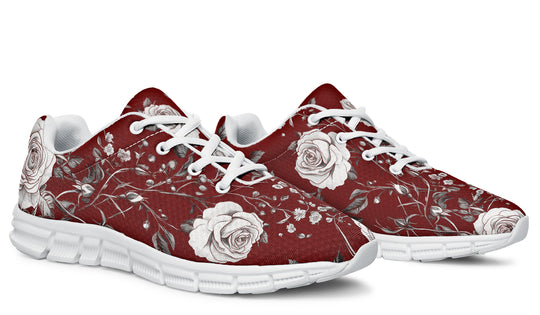 Red Rose Romance Athletic Sneakers - Light Breathable and Comfortable Sports Shoes with Anti-Slip Soles