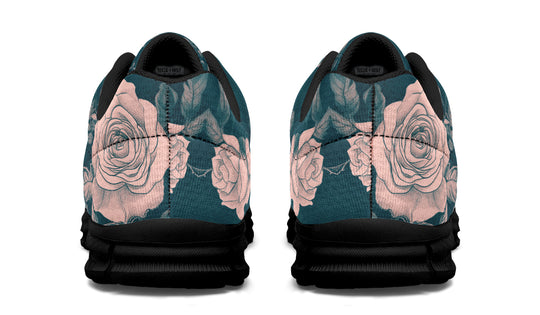 Teal Rose Romance Athletic Sneakers - Light Breathable and Comfortable Sports Shoes with Anti-Slip Soles