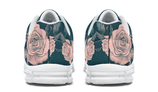 Teal Rose Romance Athletic Sneakers - Light Breathable and Comfortable Sports Shoes with Anti-Slip Soles