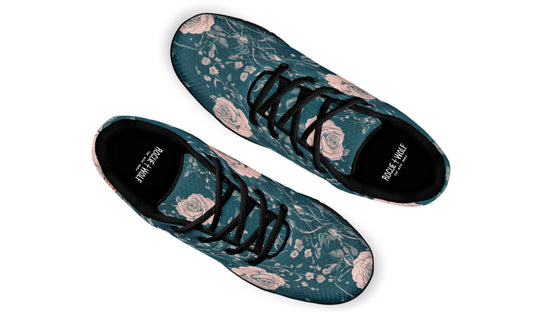 Teal Rose Romance Athletic Sneakers - Light Breathable and Comfortable Sports Shoes with Anti-Slip Soles