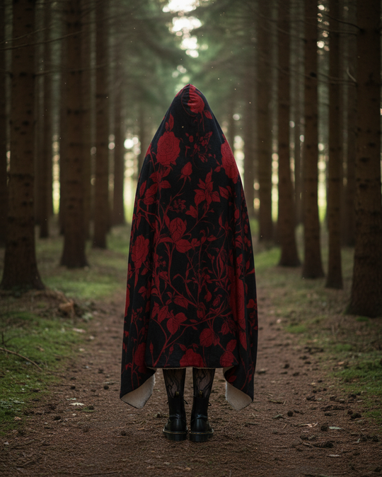 Blood Rose Romance Hooded Blanket