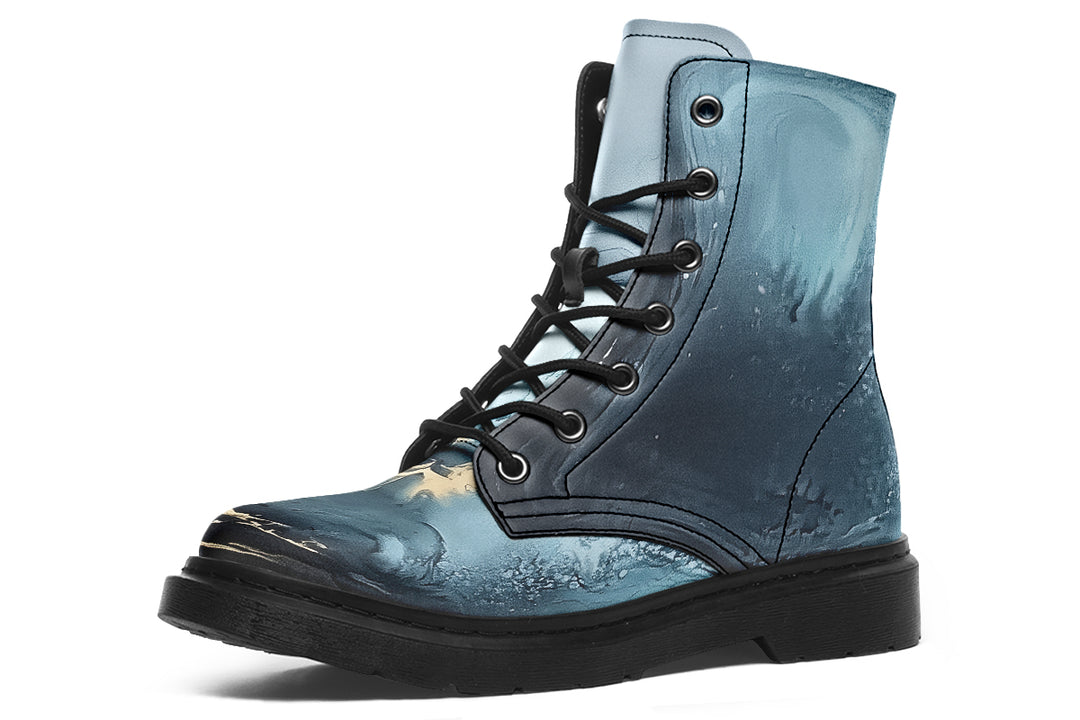 Abyss Flow Boots - Vegan Leather Doc-Style Boots with Durable Stitched on Soles