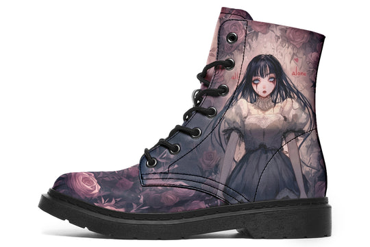 All Alone Boots - Vegan Leather Doc-Style Boots with Durable Stitched on Soles