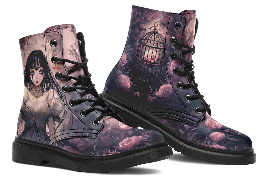 All Alone Boots - Vegan Leather Doc-Style Boots with Durable Stitched on Soles