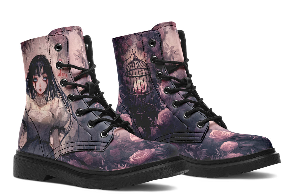 All Alone Boots - Vegan Leather Doc-Style Boots with Durable Stitched on Soles