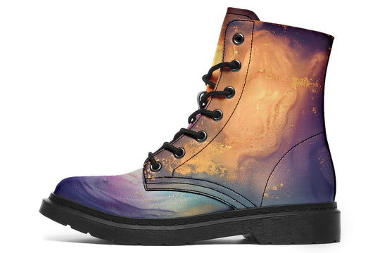 Aurora Pearl Boots - Vegan Leather Doc-Style Boots with Durable Stitched on Soles