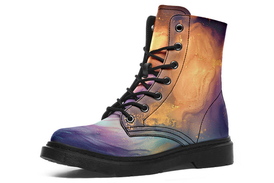 Aurora Pearl Boots - Vegan Leather Doc-Style Boots with Durable Stitched on Soles