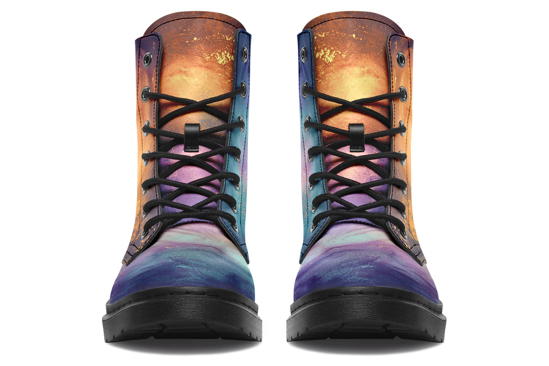 Aurora Pearl Boots - Vegan Leather Doc-Style Boots with Durable Stitched on Soles