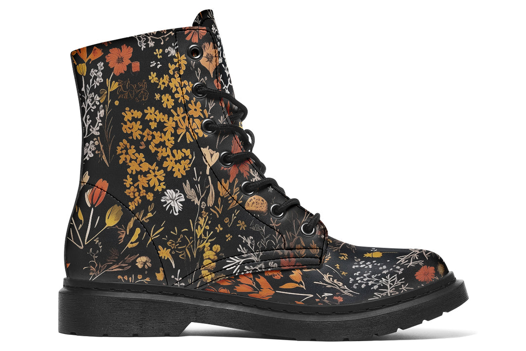 Autumn Reverie Boots - Vegan Leather Doc-Style Boots with Durable Stitched on Soles