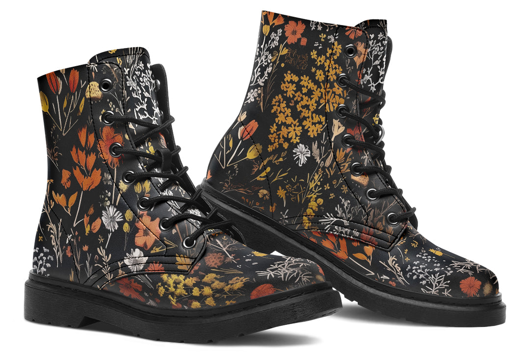 Autumn Reverie Boots - Vegan Leather Doc-Style Boots with Durable Stitched on Soles