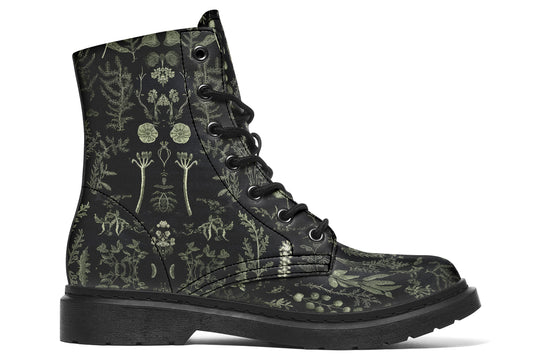Autumn Memoir Boots - Festival Lace-up Black Combat Vegan Leather Ankle Boots Dark Academia Shoes