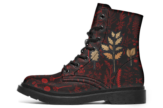 Blood Autumn Memoir Boots - Vegan Leather Doc-Style Boots with Durable Stitched on Soles