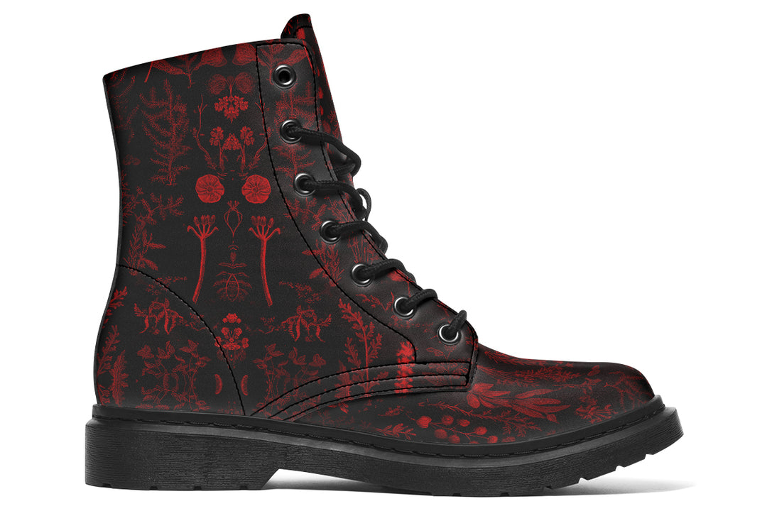 Blood Autumn Memoir Boots - Vegan Leather Doc-Style Boots with Durable Stitched on Soles