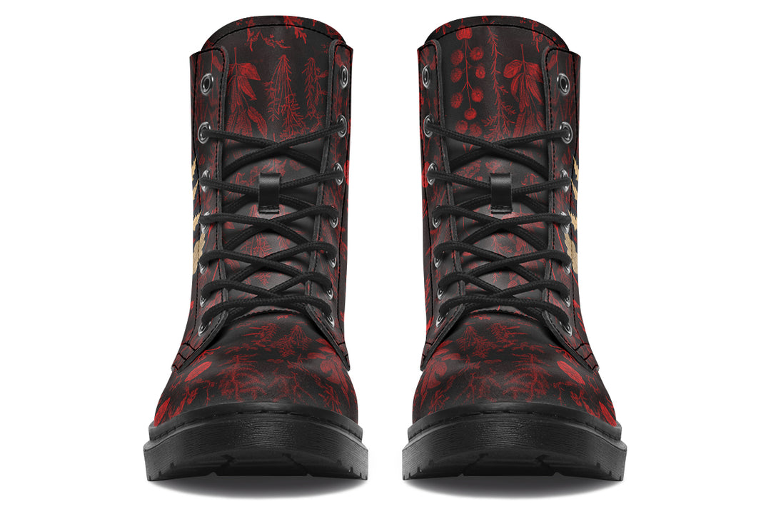 Blood Autumn Memoir Boots - Vegan Leather Doc-Style Boots with Durable Stitched on Soles