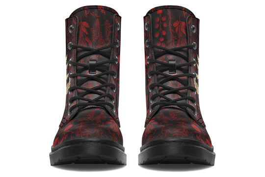 Blood Autumn Memoir Boots - Vegan Leather Doc-Style Boots with Durable Stitched on Soles