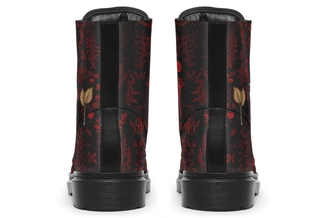 Blood Autumn Memoir Boots - Vegan Leather Doc-Style Boots with Durable Stitched on Soles