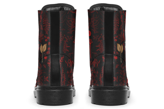 Blood Autumn Memoir Boots - Vegan Leather Doc-Style Boots with Durable Stitched on Soles