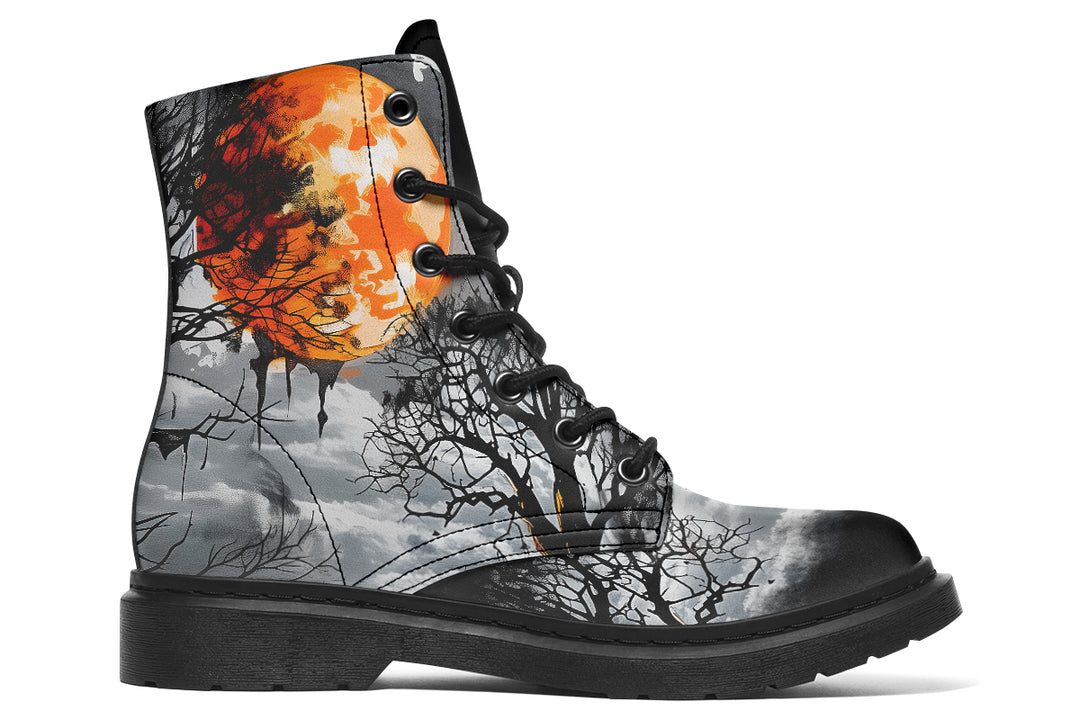 Blood Moon Manor Boots - Vegan Leather Doc-Style Boots with Durable Stitched on Soles