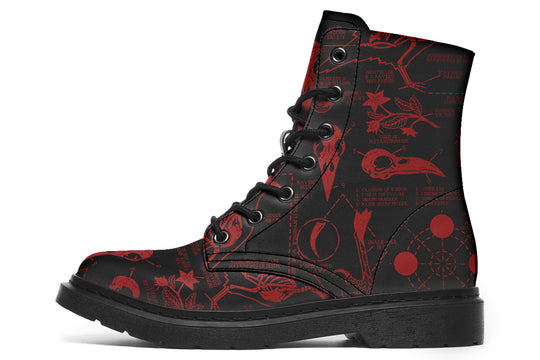 Blood Raven Study Boots - Vegan Leather Doc-Style Boots with Durable Stitched on Soles