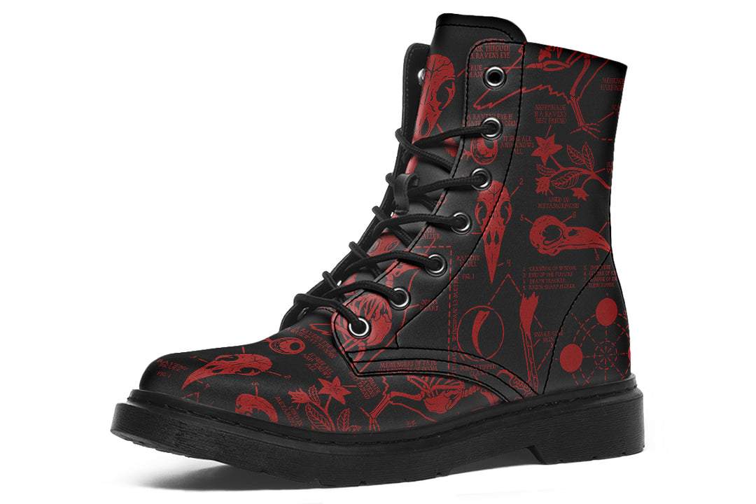 Blood Raven Study Boots - Vegan Leather Doc-Style Boots with Durable Stitched on Soles