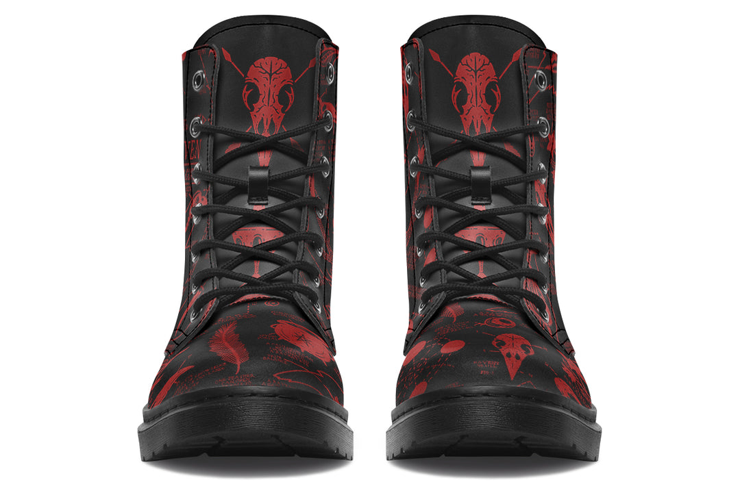 Blood Raven Study Boots - Vegan Leather Doc-Style Boots with Durable Stitched on Soles