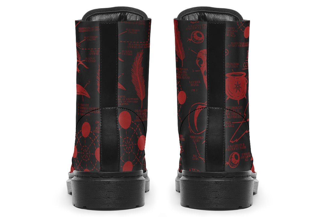 Blood Raven Study Boots - Vegan Leather Doc-Style Boots with Durable Stitched on Soles